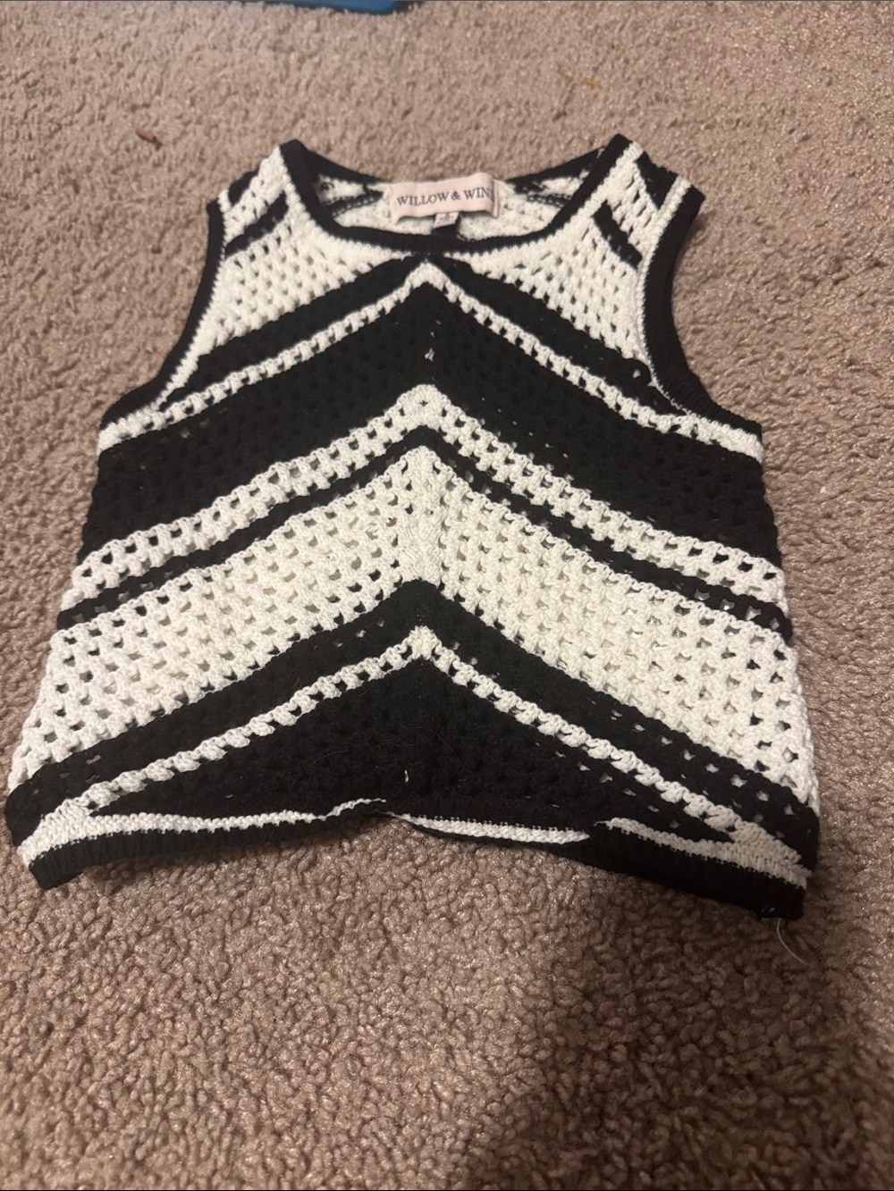 Black and White Crochet Tank Top for Kids